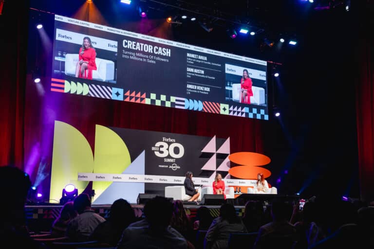 Forbes 2024 Under 30 Summit stage with speaker Dani Austin