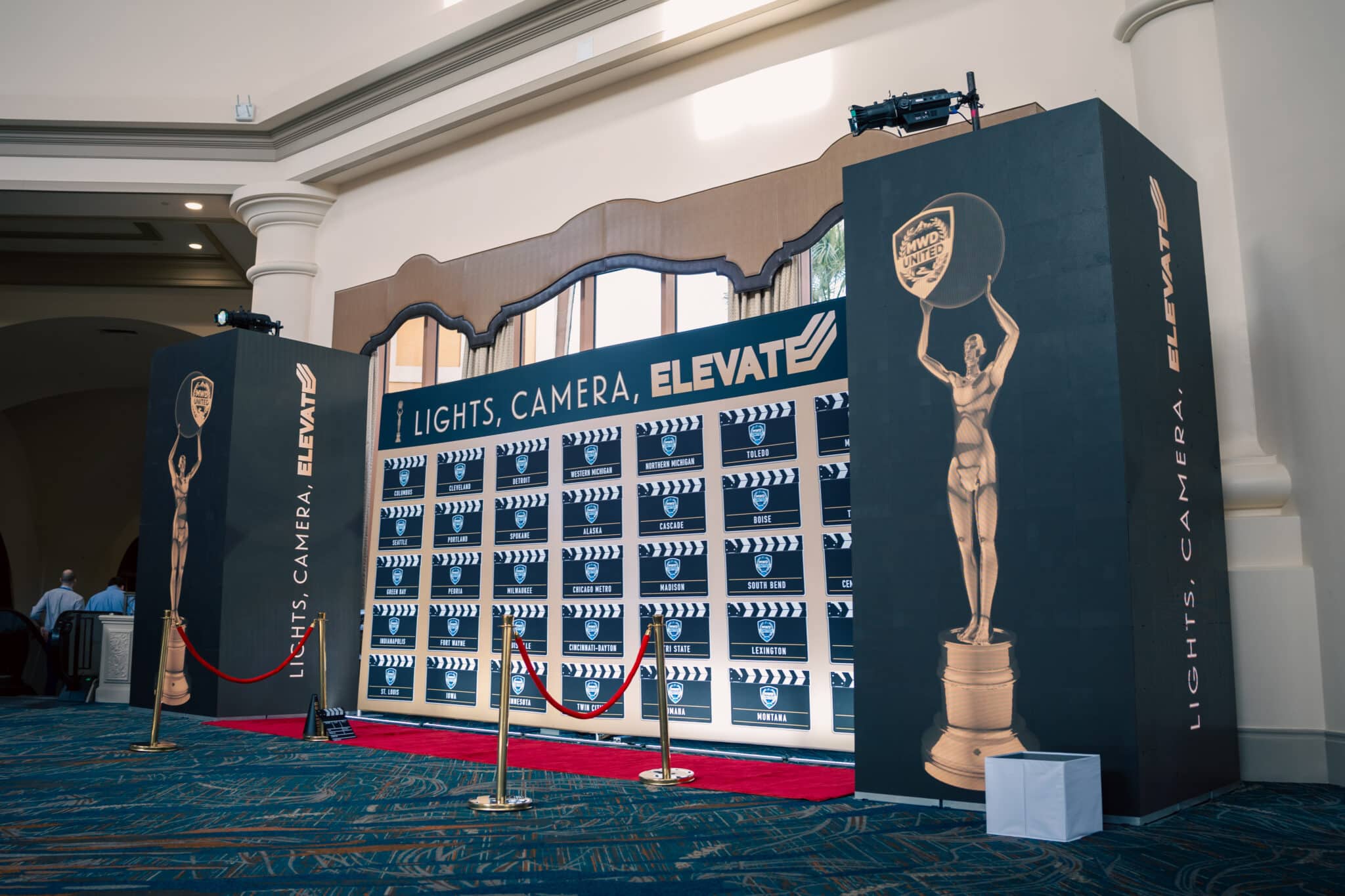 Awards photo shoot backdrop with custom screens