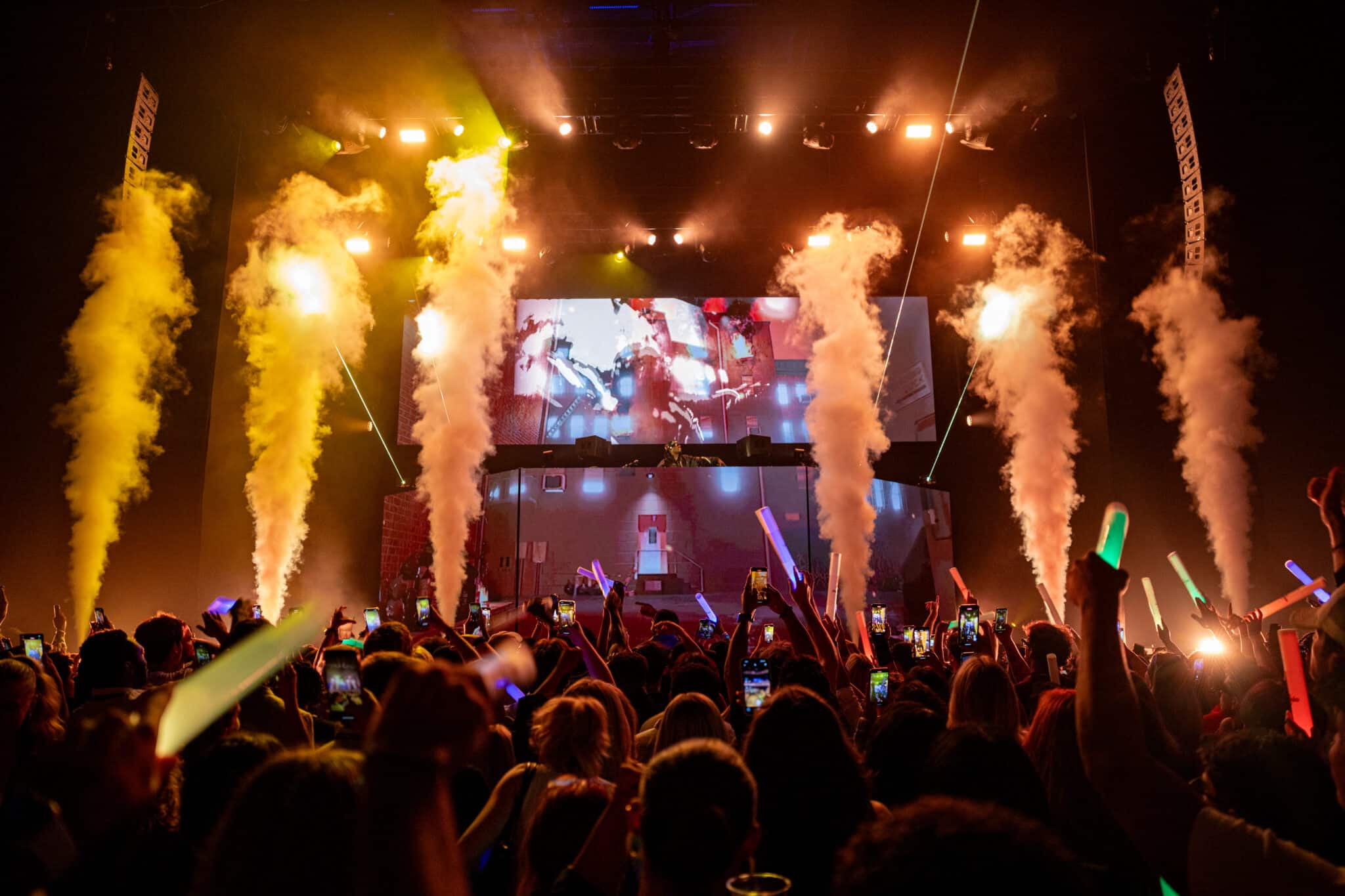 Smoke coming up at concert